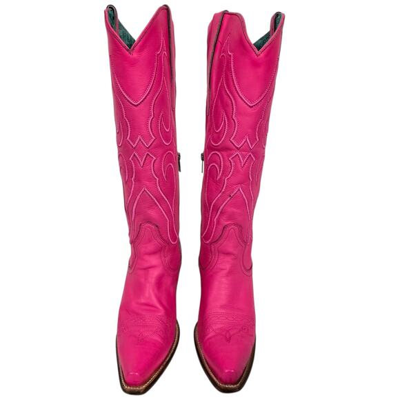 Corral Western Boots Pink Fuchsia Snip Cowboy Cowgirl Tall Leather Embroidery 8 - Picture 2 of 16